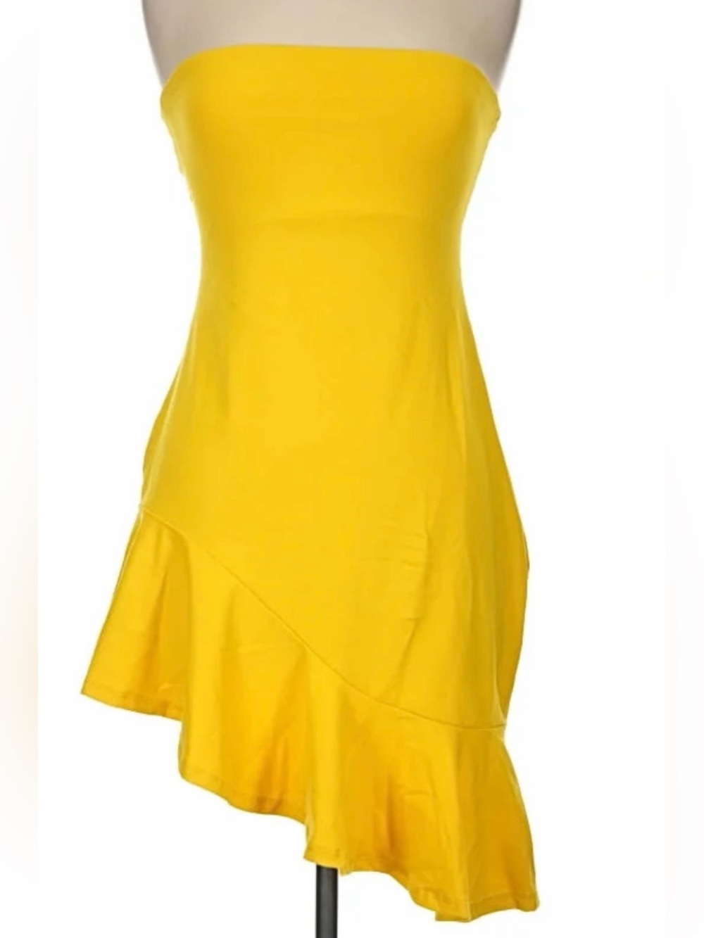 Susana Monaco Strapless Sunny Yellow Ruffle-Hem Dress